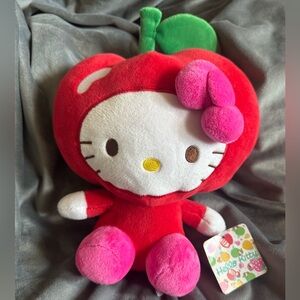 Hello Kitty Plush in Red Apple Outfit with Pink Bow